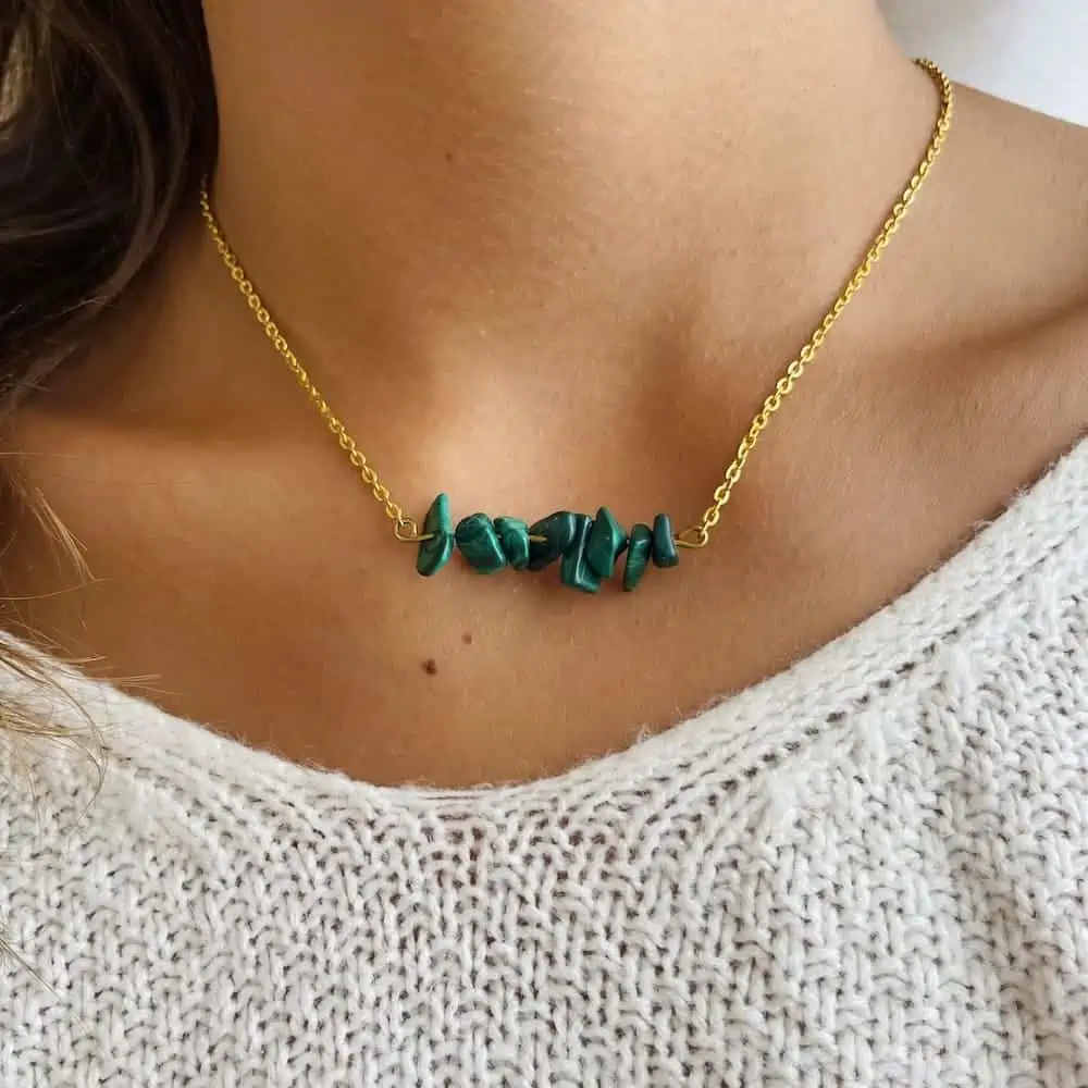 Collier chips horizontal or malachite