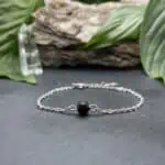 uniperle obsidienne argent