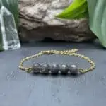 bracelet pentaperle noire or labradorite