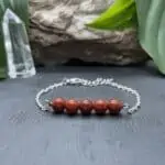 bracelet pentaperle noire argent jaspe rouge