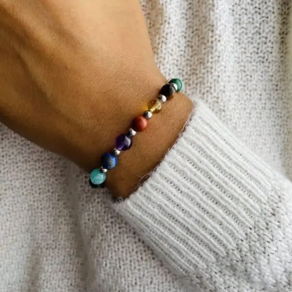 Bracelet Elastic'perles poignet 7 chakras rainbow 2