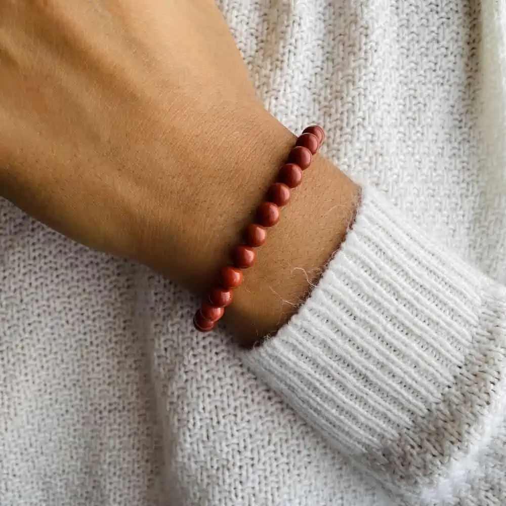 Bracelet Elastic'perles poignet jaspe rouge