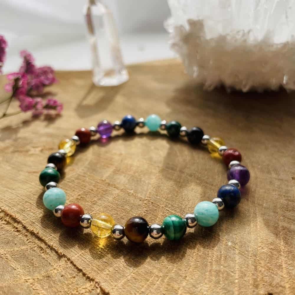 Bracelet Elastic'perles zoom 7 chakras rainbow 2