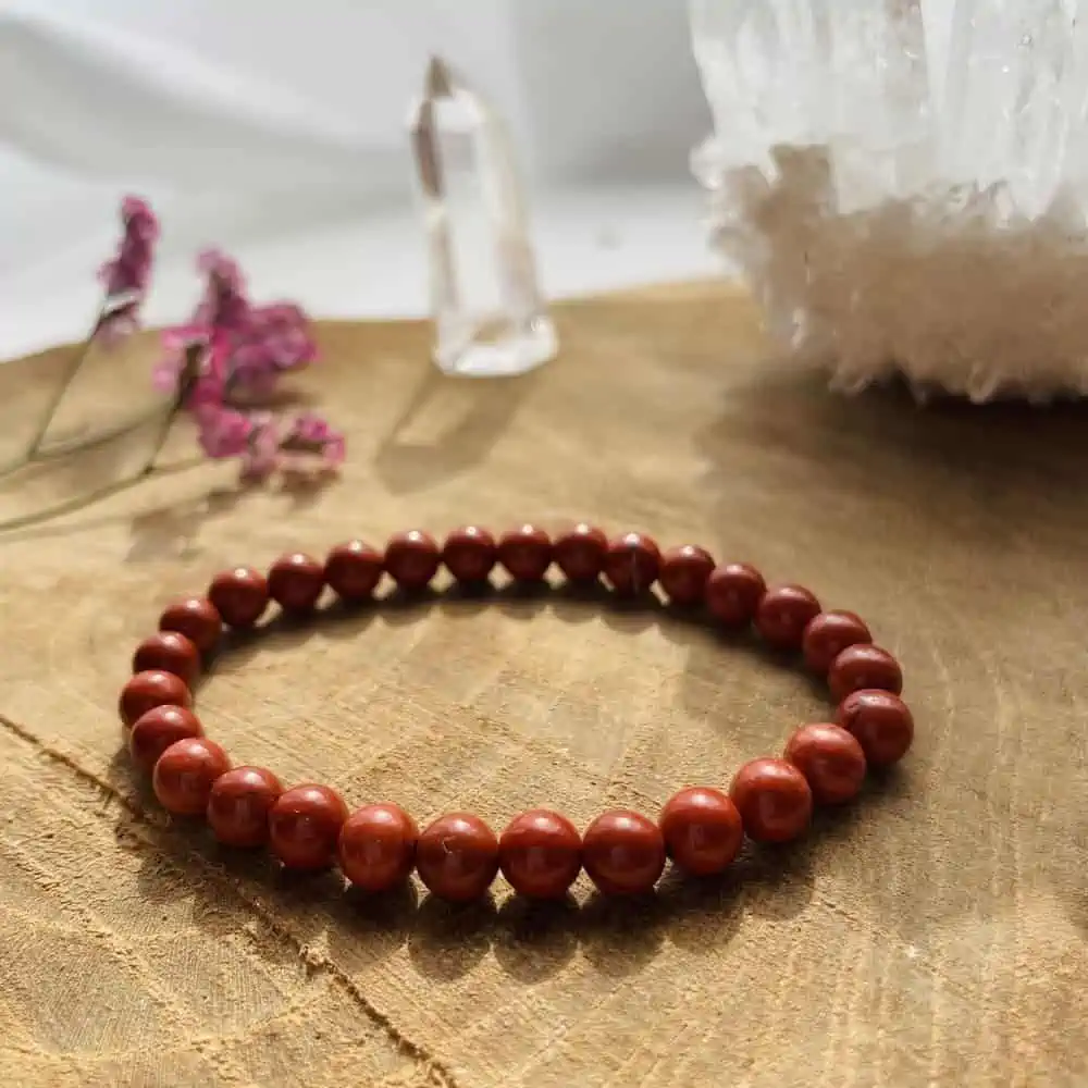 Bracelet Elastic'perles zoom jaspe rouge