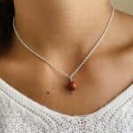 Collier Uniperle argent jaspe rouge