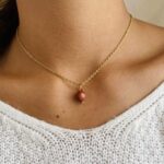 Collier Uniperle doré jaspe rouge