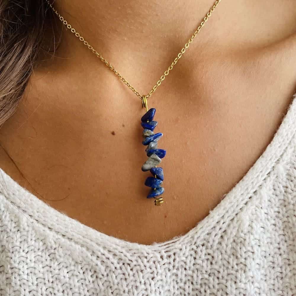 Collier chips vertical or lapis-lazuli