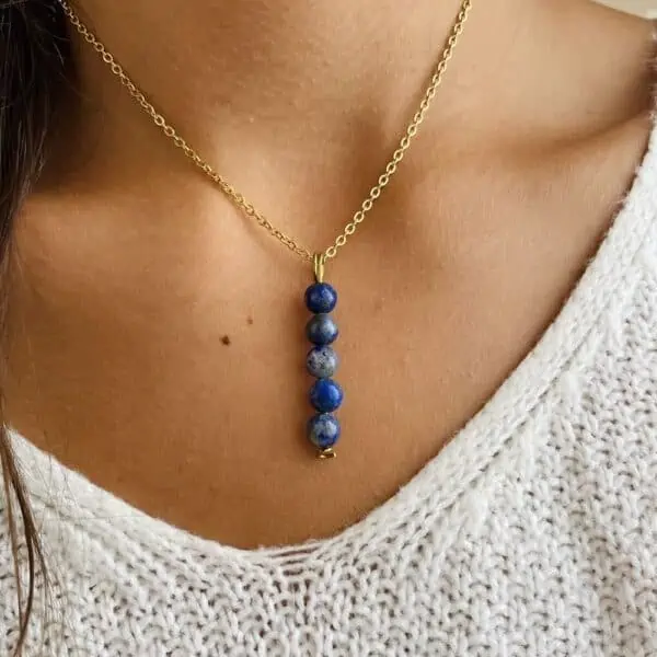 Collier penta vertical or lapis-lazuli