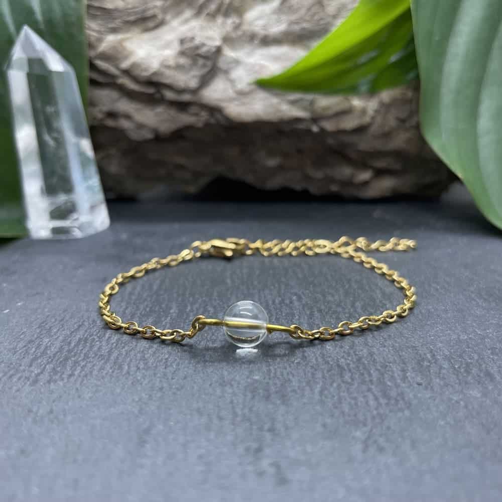 bracelet uniperle porté or quartz