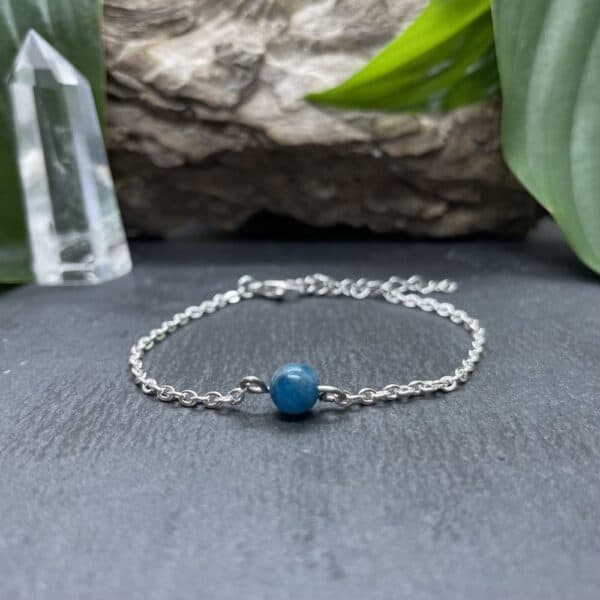 bracelet uniperle porté argent apatite