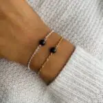 bracelet uniperle porté double obsidienne
