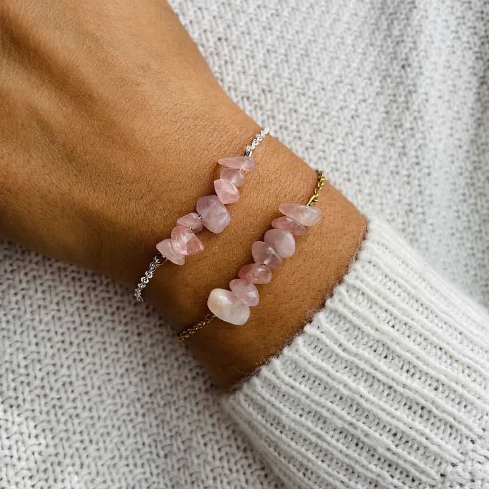 bracelet magic porté double quartz rose