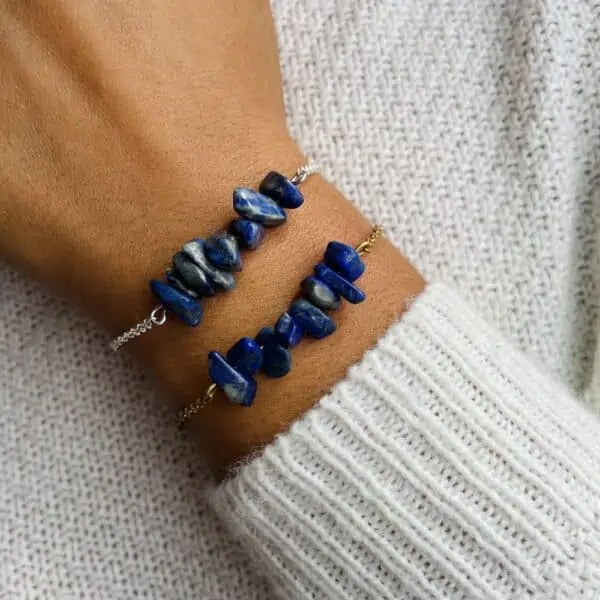 bracelet magic porté double lapis-lazuli