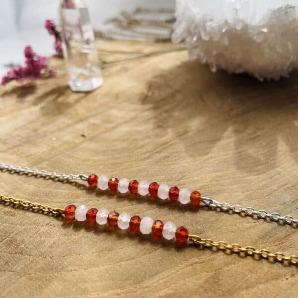 agate rouge et quartz rose zoom