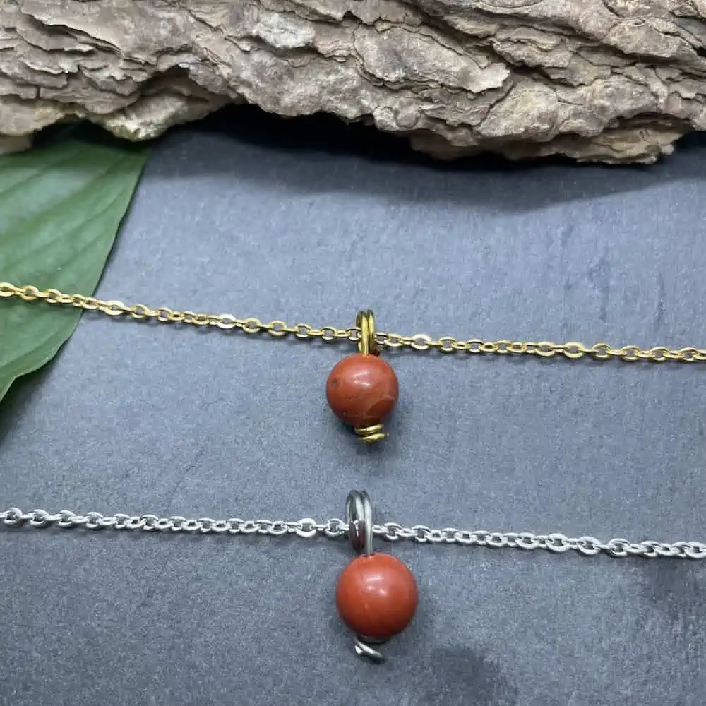colliers uniperles jaspe rouge